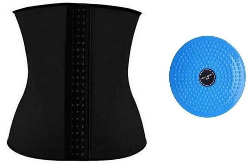 Slimming Corset Black, Small With Waist Twisting Disc Board Blue