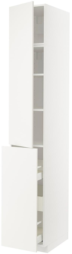 METOD / MAXIMERA خزانة عالية مع وظيفة سحب ٣ أدراج/١ - أبيض/Veddinge أبيض ‎40x60x240 سم‏