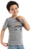 Ted Marchel "Surfs Up" Printed Round Collar Short Sleeves Boys T-Shirt - Heather Grey
