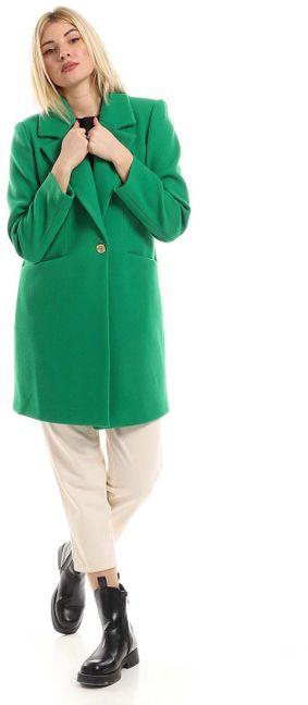 Mr Joe Chic Long Sleeved Buttoned Coat With Notched Collar - Green