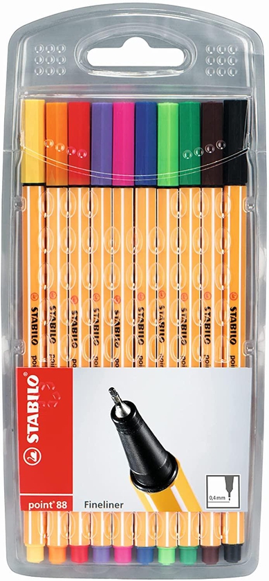 ستابيلو طقم أقلام بوينت 88 من 10 قطع متعدد الألوان - 8810