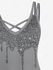 Plus Size Dual Straps Sparkling Print Crisscross Detail Cami Dress - 5x | Us 30-32