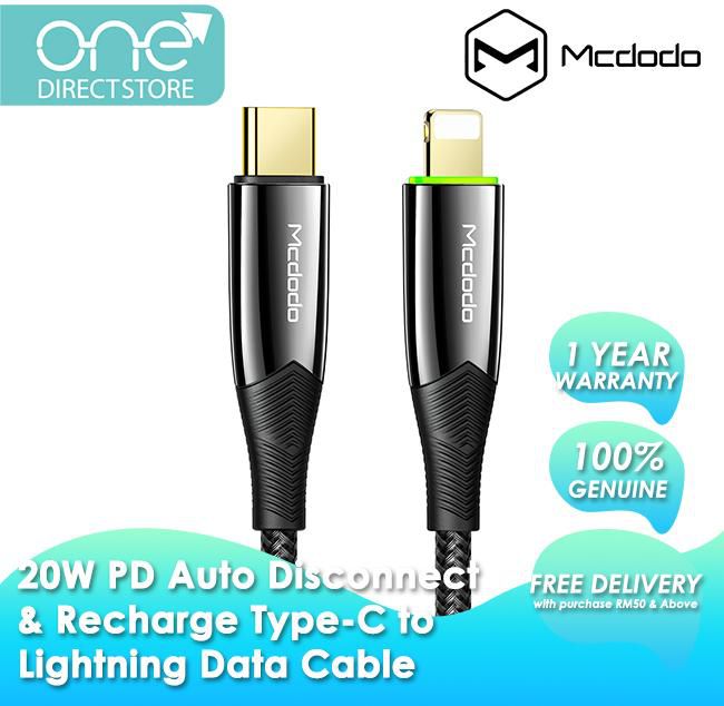 Mcdodo Shark 20W Auto Power Off &amp; Recharge Type-C to Lightning Data Cable