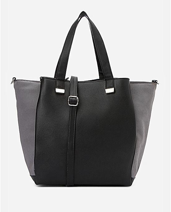 Silvio Torre Bi-Tone Leather Handbag - Black & Grey