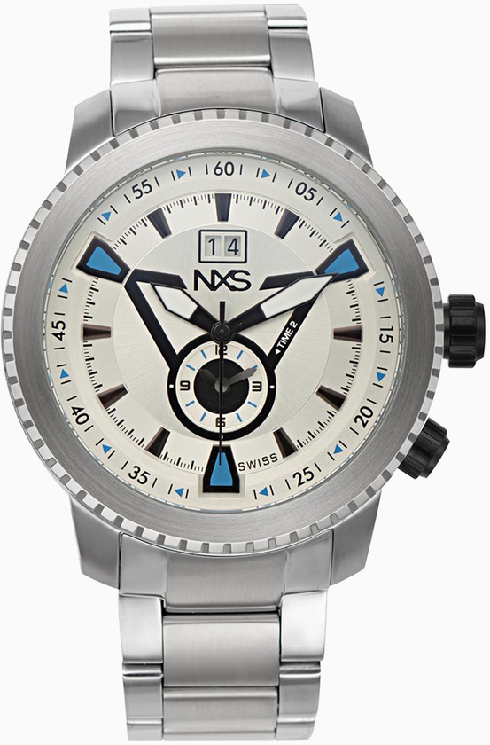 NXS C Men's Dual Time Stainless Steel Watch