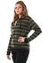 Kady Cotton Two-Tone Striped Zip-up Hooded Unisex Jacket - Olive and Black, M