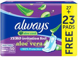 Always Cool & Dry No Heat Feel Maxi Thick Large Sanitary Pads With Wings 50pcs
