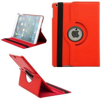 360 Rotating PU Leather Case Skin Smart Cover Stand for Apple Ipad Air 5 5th---Red
