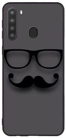 Mustache Protective Case Cover For Samsung Galaxy A21 Grey/Black