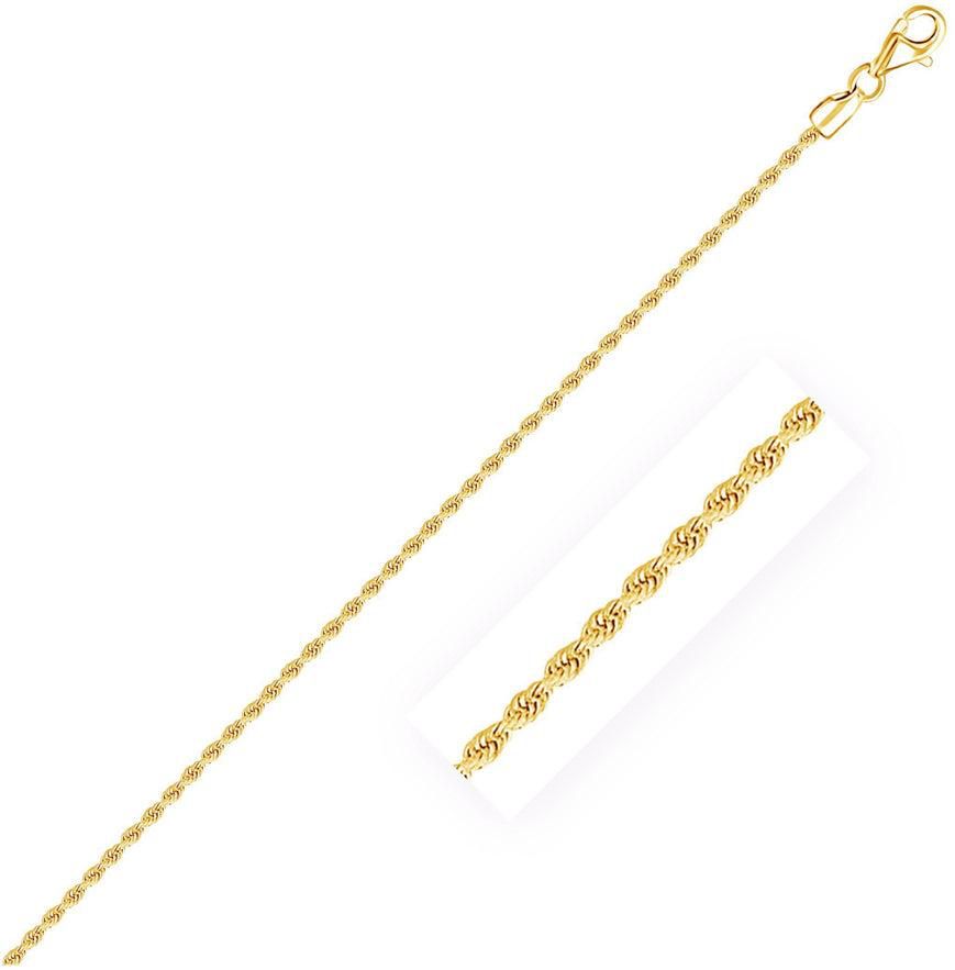 2.0mm 10k Yellow Gold Solid Diamond Cut Rope Chain-rx64394-22