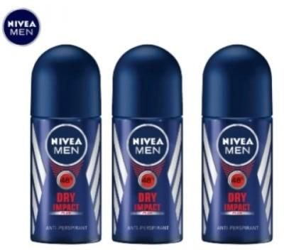 Nivea Dry Impact Roll-on For Men 48h - 50ml - Pack Of 3