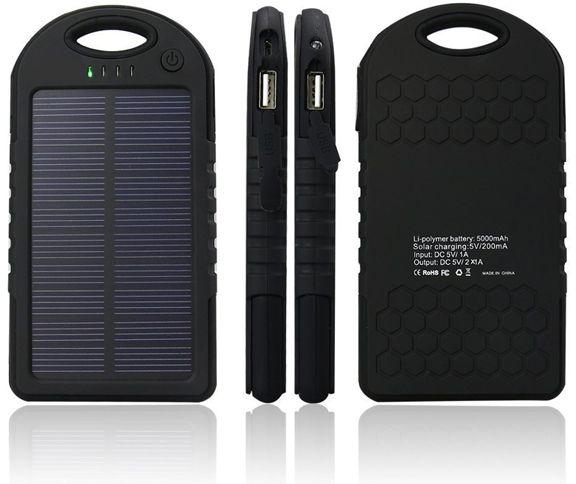Samsung S5 S4 S3 Solar power bank with 5000 mah capacity - Black