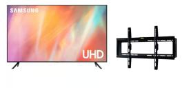 Samsung 50 Inch 4K UHD Smart LED TV With Built-in Receiver, Black - 50CU7000 With ETI TV Wall Mount, 26:55 Inch, Black - TX40