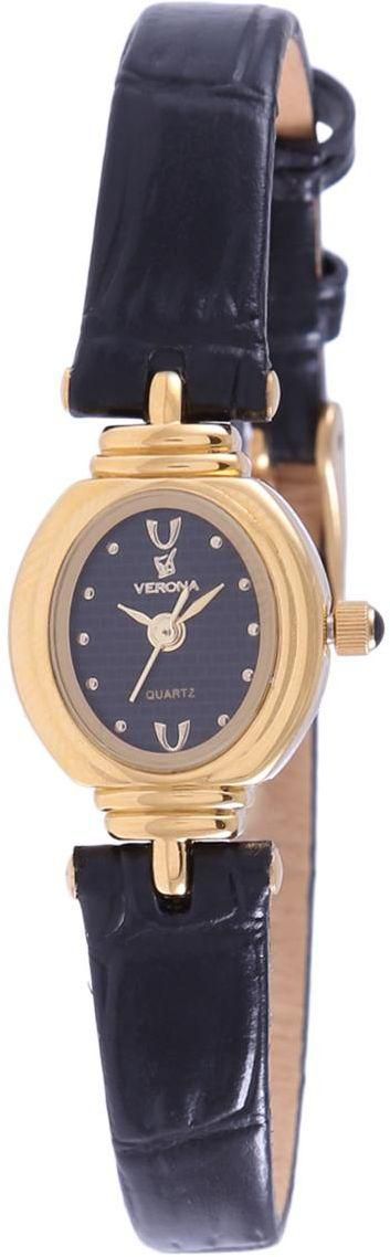Verona Women's Black Dial Casual Watch Leather Strap - 7457ST-L