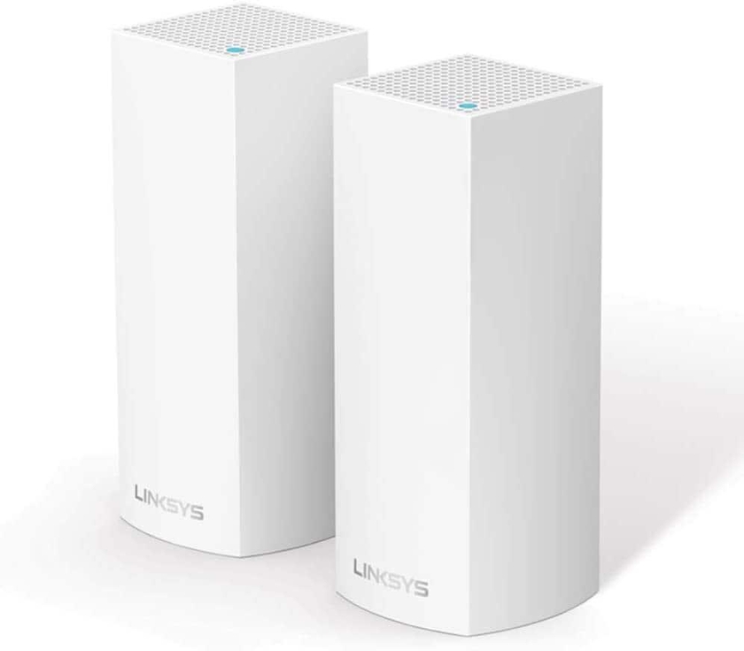 Linksys WHW0302 Velop Tri-Band Whole Home Mesh WiFi System (AC2200 WiFi Router/WiFi Extender For Seamless Coverage Of Up To 4, 000 sq ft, Parental Controls, 2-Pack, White)
