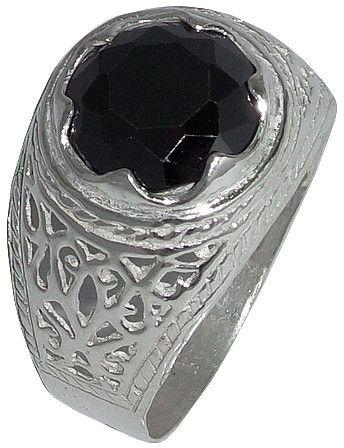 Silver Black Zircon Ring Classic Design