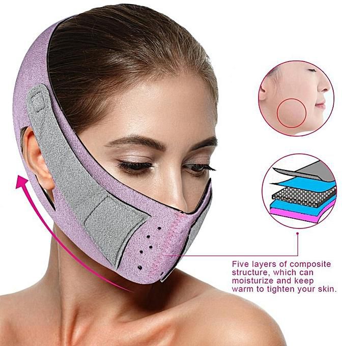 Bandaj de slăbire a feței Reduce centura de ridicare a feței duble cu bărbie - roz