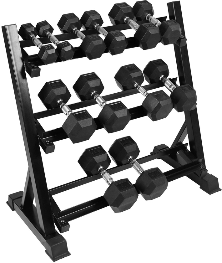1441 Fitness Hex Dumbbell Combo Set 2.5 Kg - 15 Kg (6 Pairs) With 3 Tier Dumbbell Rack