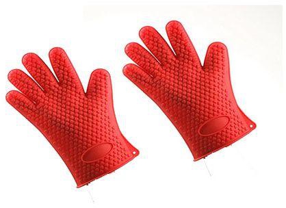 1 Pair Of Microwave Oven Silicone Glove - Red
