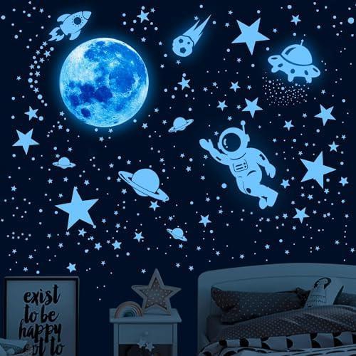 Nouata Glowing Stars for Ceiling, 1008 PCS Glow in The Dark Stars,Space Wall Decals Solar System Galaxy Planets Wall Stickers for Kids, Wall Decor for Gilrs Kids Bedroom Nursery Birthday Party Favour