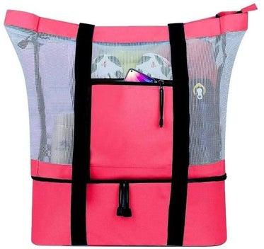 Mesh Beach and Picnic Tote Bag with Insulated Compartment
