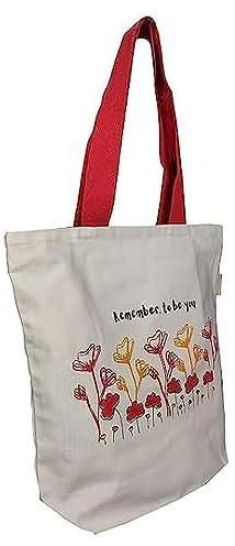 Earthsave Canvas Zipper Tote Bag for Women | Printed Multipurpose Cotton Bags | Cute Hand Bag for Girls