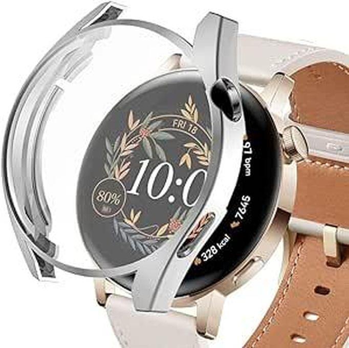 Compatible with Huawei Watch GT3 42mm Case Cover with Screen Protector, Soft TPU Bumper Frame Protective Cover for Huawei Watch GT3 42mm (Silver)
