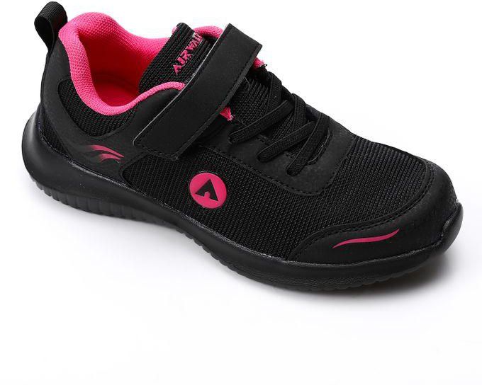 Air Walk Velcro Closure Canvas Girls Sneakers - Black