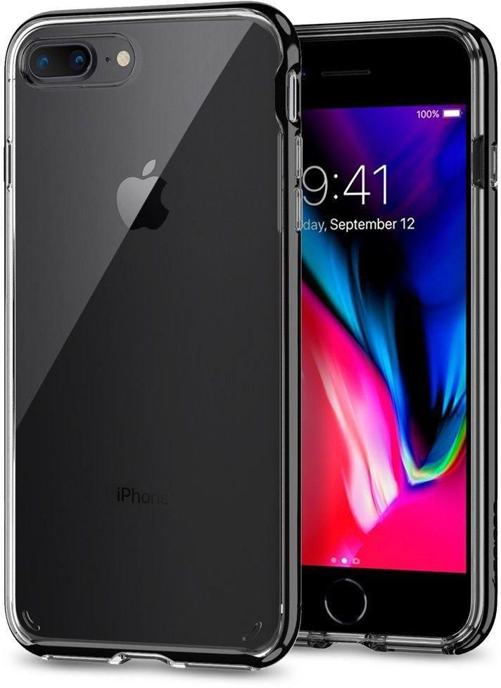 ايفون 8 بلس / 7 بلس , iPhone 8 Plus / 7 Plus , كفر من سبيجن نيو هايبرد كريستال شفاف مع إطار صلب أسود لامع