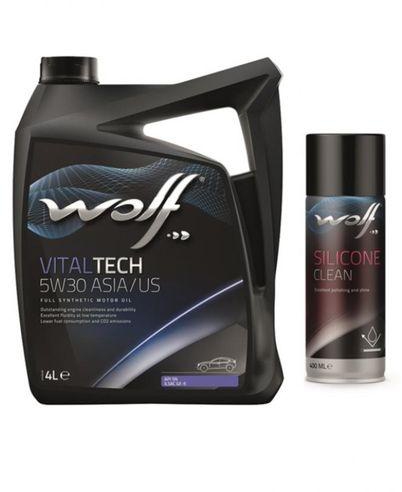 Wolf Vitaltech 5w30 Asia/US Fully Synthetic Engine Oil - 4L + Silicone Clean - 400ml