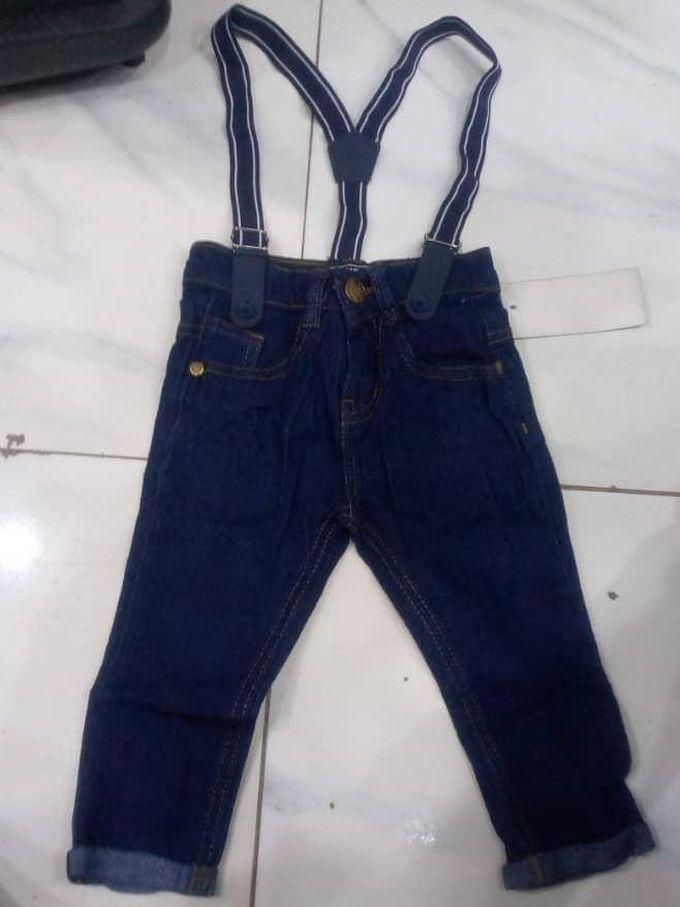 Boys Stylish Turn Up Jeans With Suspenders