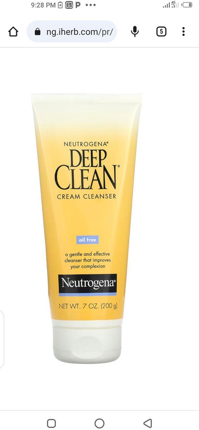 Neutrogena Deep Clean, Cream Cleanser, 7 Oz (200 G)