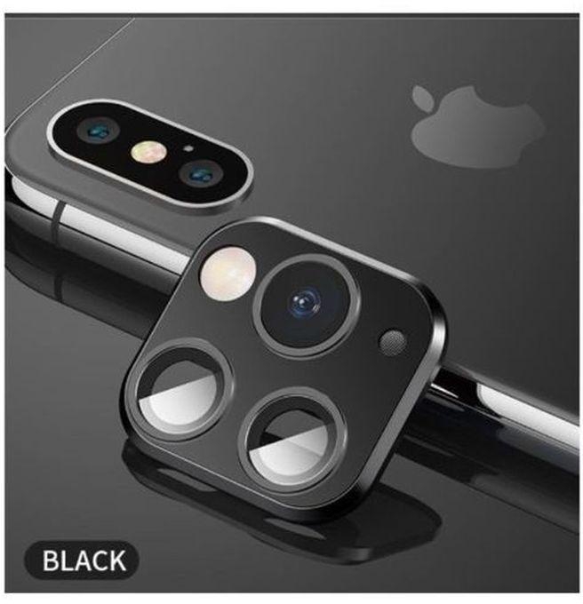 For IPhone X XS XSmax Seconds Change 11 PRO MAX Newest Metal Aluminum Camera Lens Case Sticker Full Camera Protective Cover(#Black)