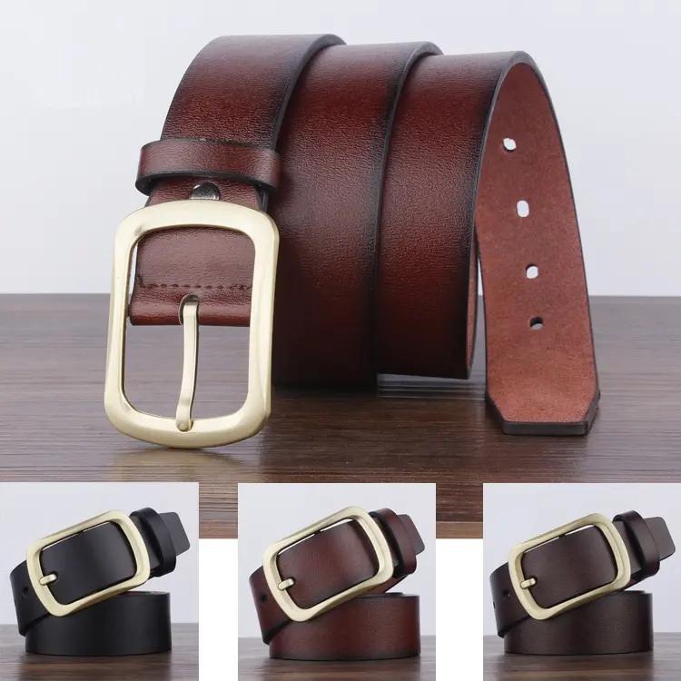 High Quality Luxury Cow Genuine Fashion Men`s Belts Strap Pin Buckle Cinto Masculino