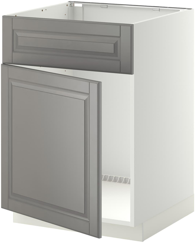 METOD Base cabinet f sink w door/front - white/Bodbyn grey 60x60 cm