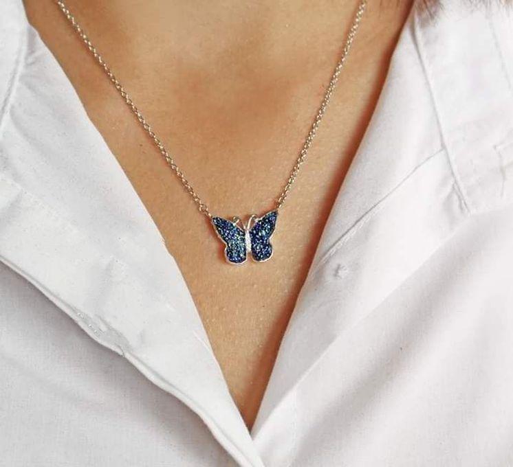 Blue Butterfly Necklace - 925 Pure Silver
