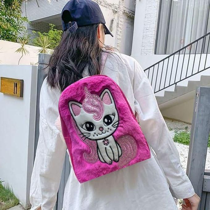 حقيبة ظهر لطيفة على شكل قطة، حقائب صغيرة لطيفة للبنات والأطفال - فوشيا