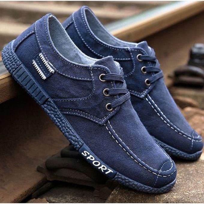 Fashion Men Casual Denim Canvas Sneaker Shoes - Blue