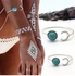 Western Style Ms Fashion Retro Plated Silver Turquoise Open Bracelet Accessories