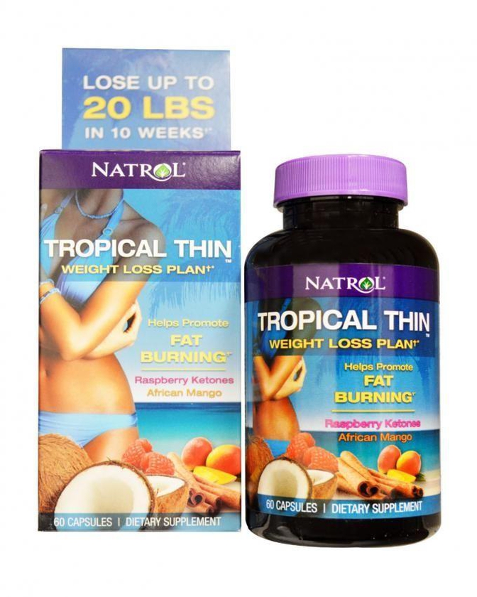 Natrol Tropical Thin Weight Loss Plan - 60 Capsules - Raspberry Ketones /African Mang