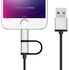 2in1 charging cable for Apple, Smaung, HTC, LG, Nokia, Blackberry, Sony - Black Plian