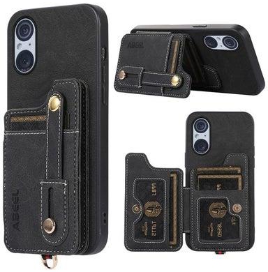 Case Cover For For Sony Xperia 5 V ABEEL Litchi Texture Card Bag PU Phone Case(Black)