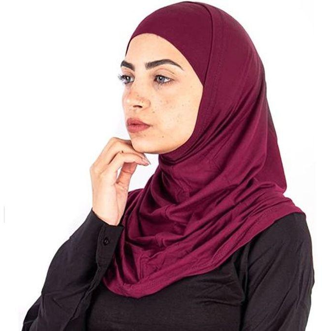 AM-Shop حجاب تلبيسة سوري قطن قطعتين لون عنابي