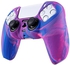 PlayVital Tri-Color Pink & Purple & Blue Camouflage Anti-Slip Silicone Cover Skin for Playstation 5 Controller, Soft Rubber Case for PS5 DualSense Wireless Controller with Black Thumb Grip Caps