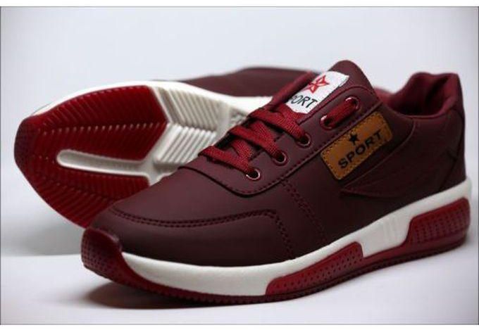 Lace Up Sneakers - Maroon