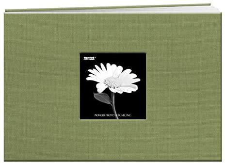 Pioneer 5 Inch by 7 Inch Postbound Fabric Frame Front Memory Book, Sage Green