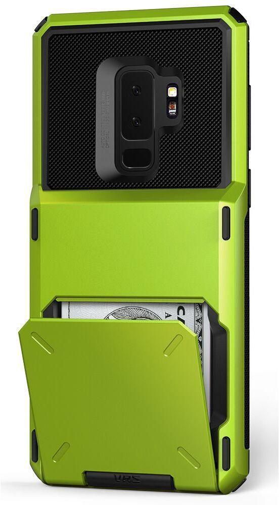 VRS Design Samsung Galaxy S9 PLUS DAMDA FOLDER Wallet cover / case - Lime Green - Semi Auto 5 Credit Card slot
