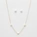 Metallic Glazed Necklace with Pearl Accent and Earrings Set