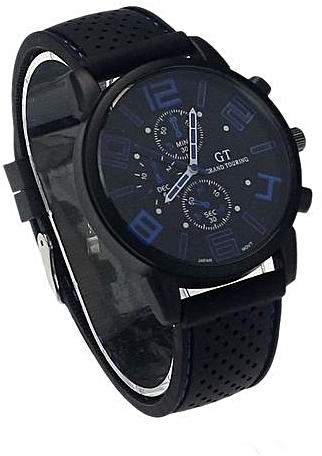 UNIVERSAL Casual LU New Mens Stainless Steel Luxury Sport Analog Quartz Clock Wrist Watch Blue