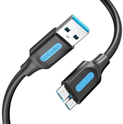 VENTION Hard Drive Cable 1.5M,5Gbps USB 3.0 A to Micro USB B Cable Compatible with Portable External Hard Drive, Seagate Expansion,Toshiba Canvio,M3 1TB,Western Digital (WD),WD My Passport (1.5 Meter)